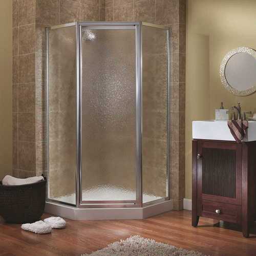 Foremost TDNA0570-OB-SV Tides 18-1/2 in. x 24 in. x 18-1/2 in. x 70 in. Framed Neo-Angle Shower Door in Silver and Obscure Glass