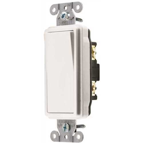 HUBBELL SPECIFICATION GRADE DECORATOR ROCKER SWITCH, 20 AMP, 4 WAY, WHITE