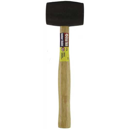 GREAT NECK RUBBER MALLET HICKORY HANDLE, 16 OZ Black Head, Lacquered Handle