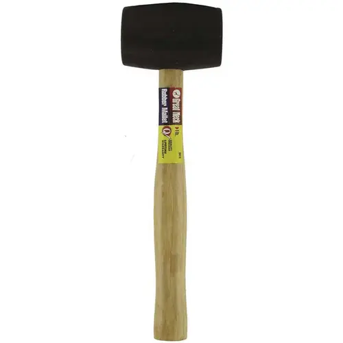 Great Neck Saw RM16 GREAT NECK RUBBER MALLET HICKORY HANDLE, 16 OZ Black Head, Lacquered Handle