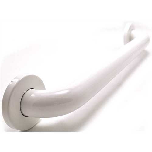 Premium 32 in. x 1.5 in. Polyester Painted Stainless Steel Grab Bar in White (35 in. Overall Length)