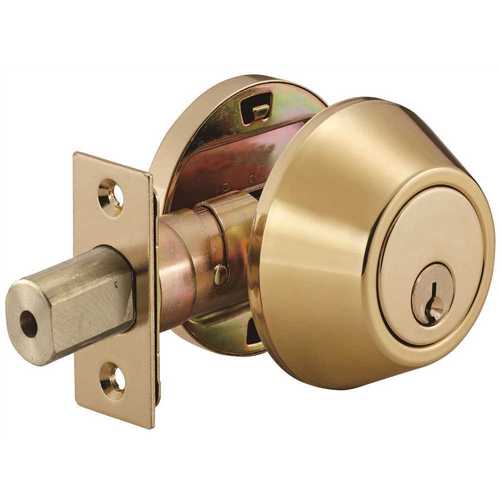 1650 SERIES DEADBOLT, SINGLE CYLINDER, KW1 KEYWAY, POLISHED BRASS