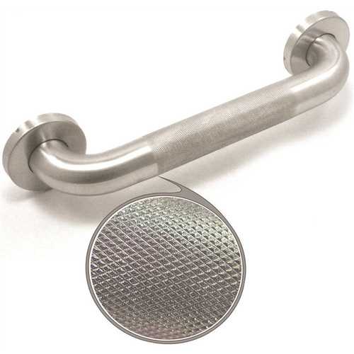 Premium Series 16 in. x 1.5 in. Diamond Knurled Grab Bar in Satin Stainless Steel (19 in. Overall Length)