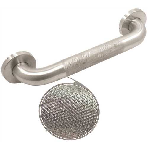 WingIts WGB6SSKN18 Premium Series 18 in. x 1.5 in. Diamond Knurled Grab Bar in Satin Stainless Steel (21 in. Overall Length)