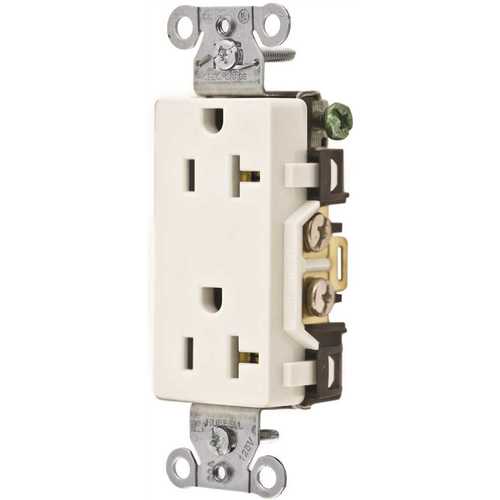 20 Amp Hubbell Commercial Grade Decorator Duplex Receptacle, White
