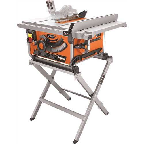15 Amp Corded 10 in. Compact Table Saw with Carbide Tipped Blade and Folding X-Stand Orange