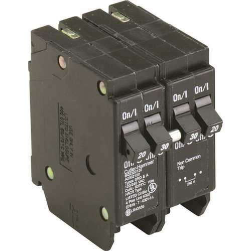 Eaton BQ2302120 BR 1-30 Amp 2 Pole and 2-20 Amp 1 Pole BQ (Independent Trip) Quad Circuit Breaker