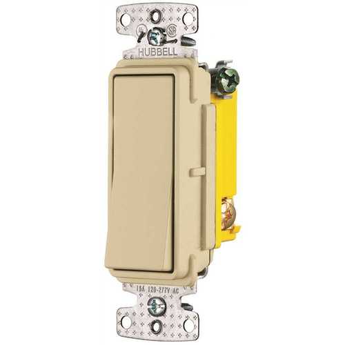 HUBBELL WIRING RSD315I 15 Amp 120 to 277-Volt 3-Way Rocker Switch, Ivory