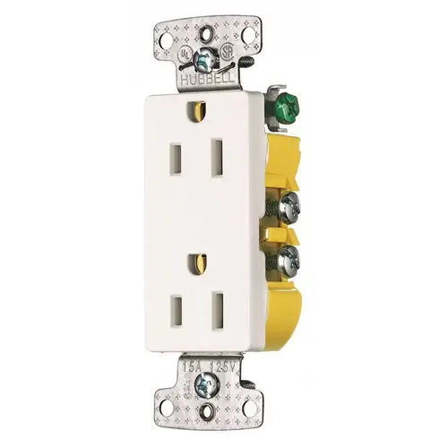 15 Amp Self Grounding Decorator Receptacle, White