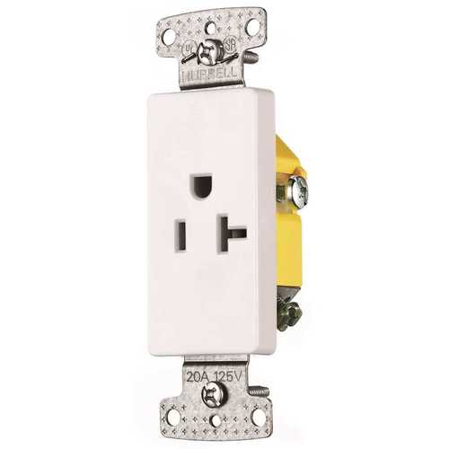 20 Amp Single Self Grounding Decorator Receptacle, White