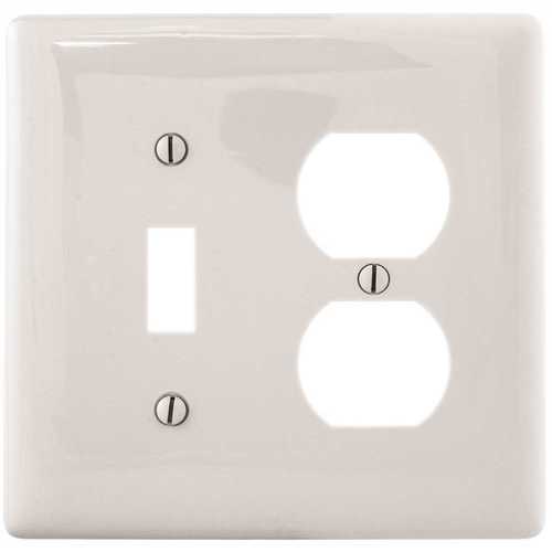 2-Gang MIDI Duplex/Toggle Wall Plate, White