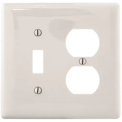 HUBBELL WIRING NPJ18W 2-Gang MIDI Duplex/Toggle Wall Plate, White