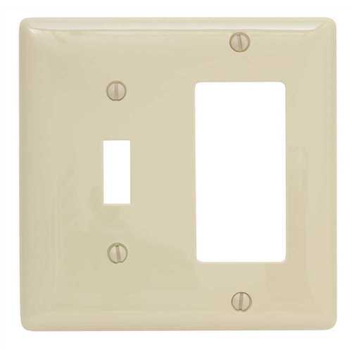 HUBBELL WIRING NP126I 2-Gang Combo Toggle/Receptacle Wall Plate, Ivory