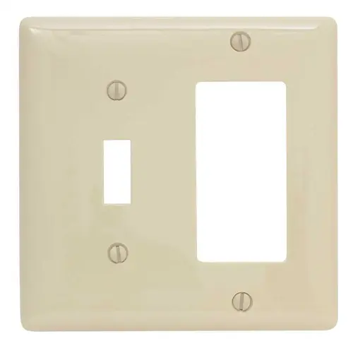 2-Gang Combo Toggle/Receptacle Wall Plate, Ivory