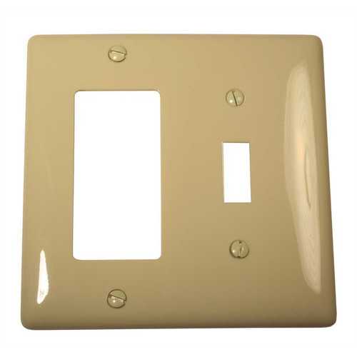 2-Gang MIDI Toggle Receptacle Wall Plate, Ivory