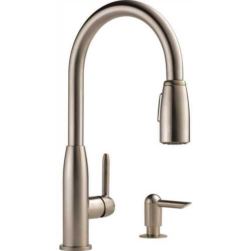 Apex Integrated Single-Handle Pull-Down Sprayer Kitchen Faucet with Soap Dispenser in Stainless