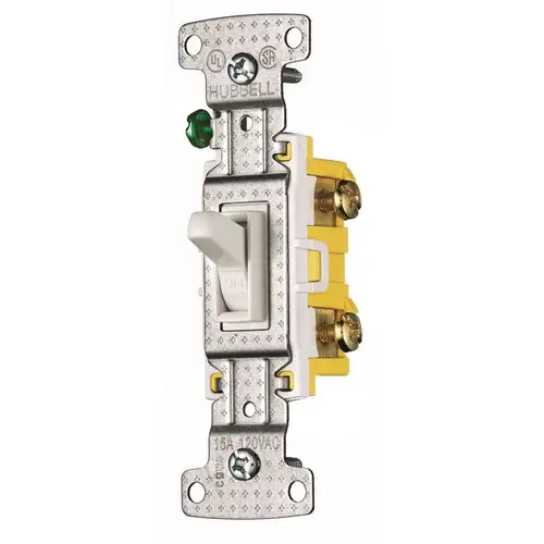 HUBBELL WIRING RS115W 15 Amp 120-Volt Single-Pole Toggle Switch, White