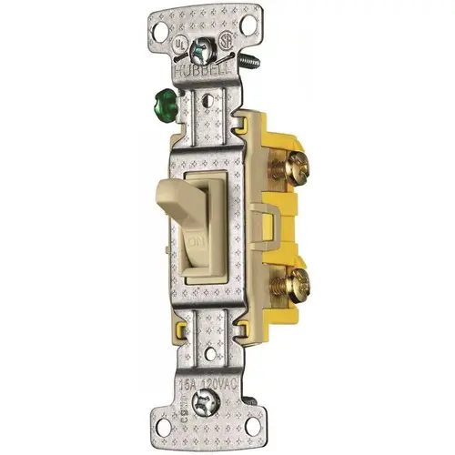 HUBBELL WIRING RS115SI 15 Amp 120-Volt Single-Pole Self-Grounding Toggle Switch, Ivory