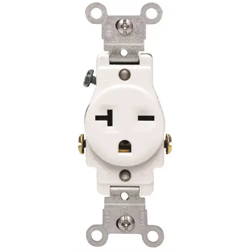 Leviton 5821-I 20 Amp 250-Volt NEMA 6-20R 2-Pole Commercial Grade Single Straight Blade Receptacle, Ivory