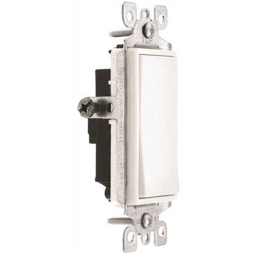 Decora 15 Amp Grounding Rocker Light Switch with Quickwire, White