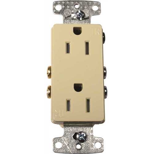 HUBBELL WIRING RRD15SWTR 15 Amp Tamper Proof Self-Grounding Decorator Receptacle, White