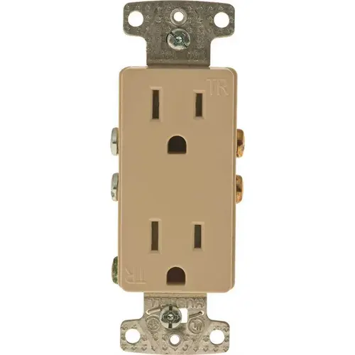 HUBBELL WIRING RRD15SITR 15 Amp Self-Grounding Tamper Proof Decorator Receptacle, Ivory