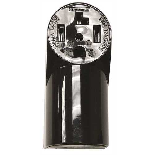 HUBBELL WIRING RR430 30 Amp 3-Pole 4-Wire Range and Dryer Surface Mount Receptacle, Black