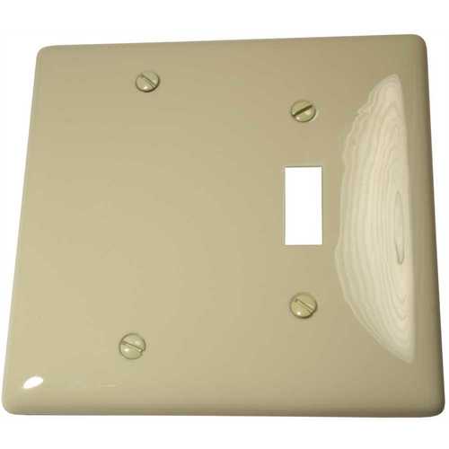 HUBBELL WIRING NP113I 2-Gang Toggle Blank Wall Plate, Ivory