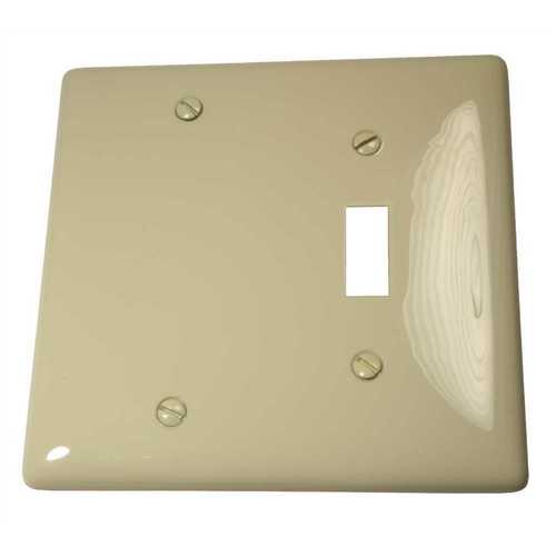 2-Gang MIDI Toggle Blank Wall Plate, White