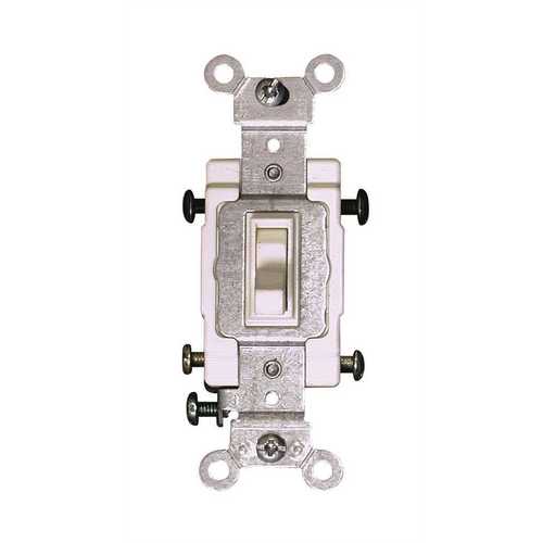 Leviton 54504-2W 120/277-Volt 15 Amp 4-Way Commercial Grade AC Quiet Toggle Switch, White
