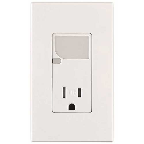 DECORA TAMPER-RESISTANT COMBINATION RECEPTACLE WITH LED SENSOR GUIDE LIGHT, IVORY, 125 VOLTS, 15 AMPS