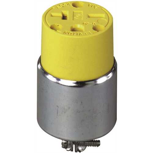 2-POLE COMMERCIAL GRADE ARMORED RUBBER FEMALE CONNECTOR, STRAIGHT BLADE, YELLOW, NEMA 6-20R, 250 VOLTS, 20 AMPS Yellow, Steel