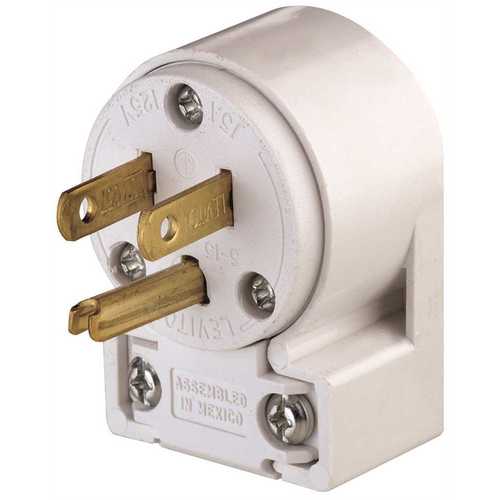 Leviton 515AN 15 Amp 125-Volt Commercial Grade Straight Blade Angle Plug, White