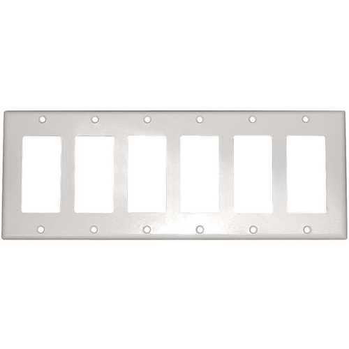 6-Gang Decora Switch Wall Plate, White