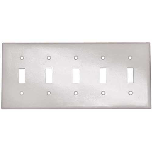 5-Gang Toggle Switch Wall Plate, White