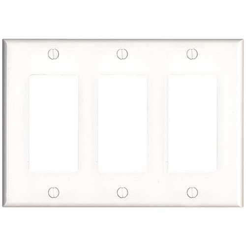 Leviton 80611-W 3-Gang Decora Midsize Wall Plate, White