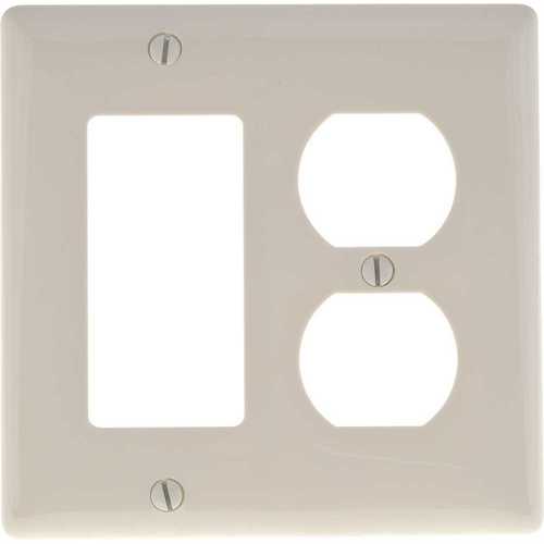 HUBBELL WIRING NP826W 2-Gang Decorator Duplex Receptacle Wall Plate, White