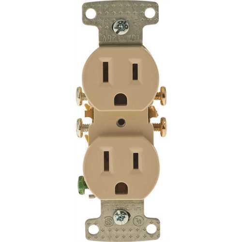 15 Amp Push Terminal Duplex Receptacle, Ivory