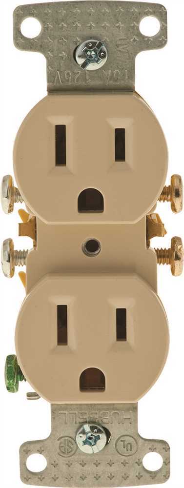 HUBBELL WIRING RR15I 15 Amp Push Terminal Duplex Receptacle, Ivory