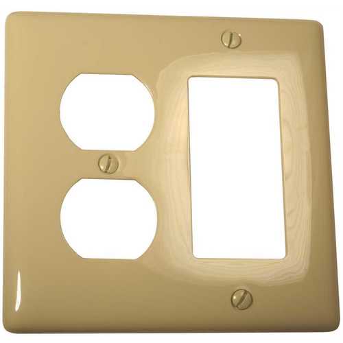 HUBBELL WIRING NP826I 2-Gang Duplex Receptacle Wall Plate, Ivory