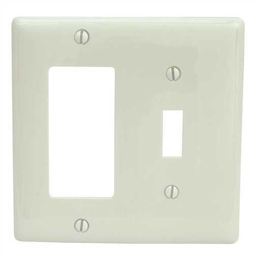 2-Gang Combo Toggle/Receptacle Wall Plate, White