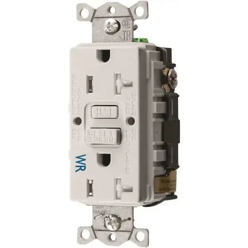 HUBBELL WIRING GFTWRST20W 20-Amp 125-Volt NEMA 5-20R AUTOGUARD Tamper-Resistant and Weather Resistant GFCI Receptacle, White