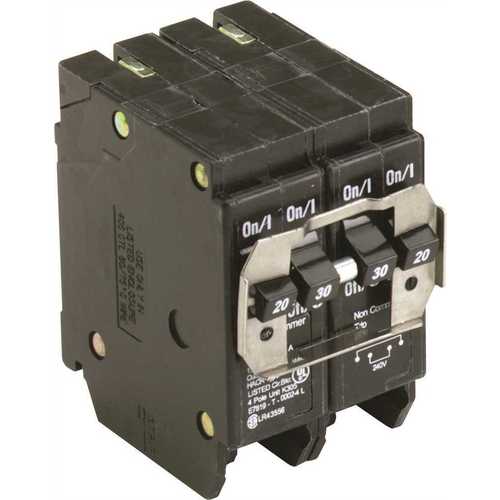 Eaton BQC220230 BR 1-20 Amp 2 Pole and 1-30 Amp 2 Pole BQC (Common Trip) Quad Circuit Breaker