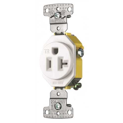 HUBBELL WIRING RR201WTR 20 Amp Single Receptacle, White