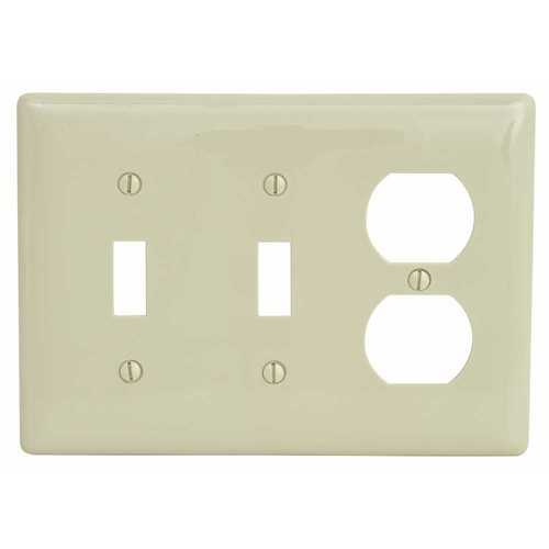 HUBBELL WIRING NP28I 3-Gang Toggle Duplex Wall Plate, Ivory
