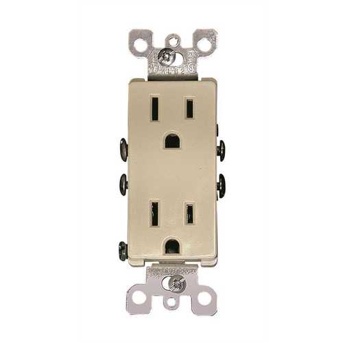 Decora 15 Amp Residential Grade Grounding Duplex Outlet, White