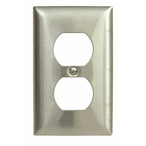 HUBBELL WIRING SS8 1-Gang Duplex Wall Plate, Stainless Steel