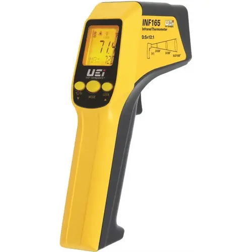 UEI TEST INSTRUMENTS INF165C INFRARED THERMOMETER WITH SELECTABLE EMISSIVITY, 12:1 Black, Yellow
