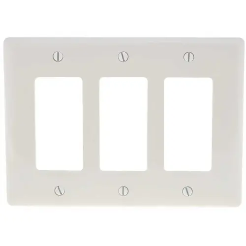 3-Gang MIDI Decorator Wall Plate, White