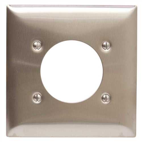 HUBBELL WIRING SS703 2-Gang Receptacle Wall Plate, Stainless Steel